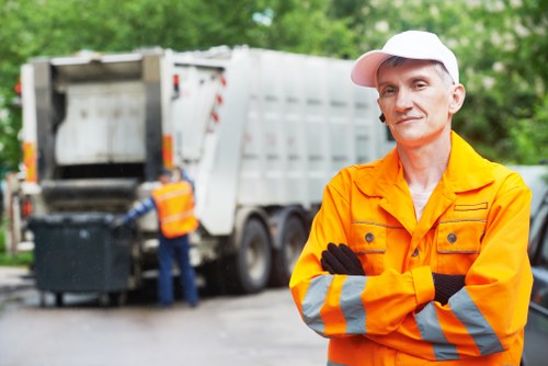 Professional waste removal team at a construction site