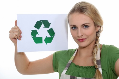 Recycling bins in a Ruislip community center